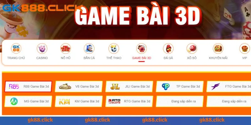 Nhà cung cấp game bài 3D GK88 hàng đầu